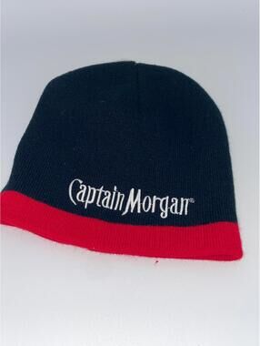 Captain Morgan Black & Red Knit Beanie Embroidered Logo One Size Hat Cap